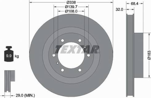 Textar 92223900 - Гальмівний диск autocars.com.ua