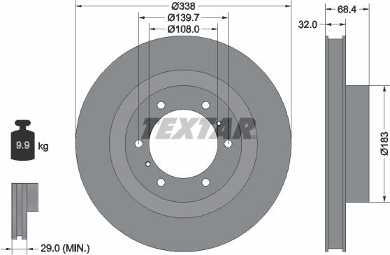 Textar 92223903 - Гальмівний диск autocars.com.ua