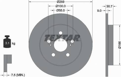 Textar 92224000 - Тормозной диск avtokuzovplus.com.ua