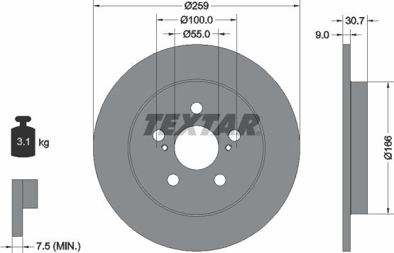 Textar 92224003 - Гальмівний диск autocars.com.ua