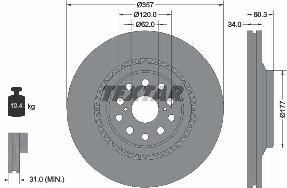 Textar 92224303 - Гальмівний диск autocars.com.ua