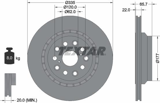 Textar 92224403 - Гальмівний диск autocars.com.ua