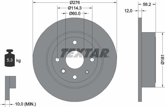 Textar 92225103 - Гальмівний диск autocars.com.ua