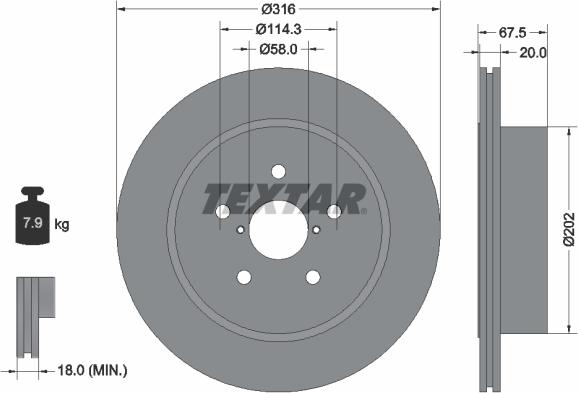 Textar 92227803 - Гальмівний диск autocars.com.ua