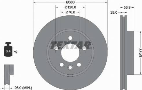 Textar 92228900 - Гальмівний диск autocars.com.ua