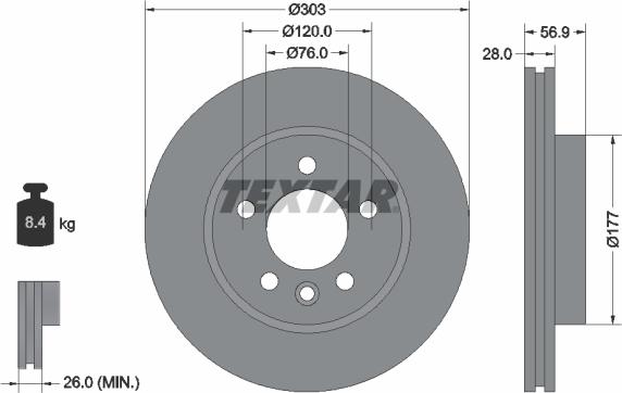 Textar 92228905 - Гальмівний диск autocars.com.ua