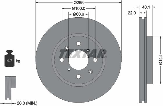 Textar 92232803 - Гальмівний диск autocars.com.ua