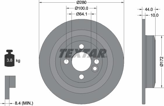 Textar 92234003 - Тормозной диск avtokuzovplus.com.ua