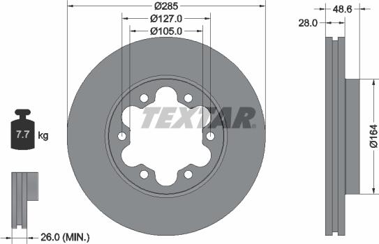 Textar 92234900 - Гальмівний диск autocars.com.ua