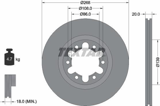 Textar 92235900 - Гальмівний диск autocars.com.ua