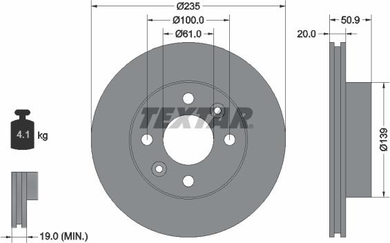 Textar 92236100 - Тормозной диск avtokuzovplus.com.ua