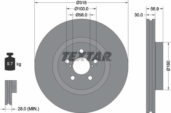 Textar 92236503 - Гальмівний диск autocars.com.ua