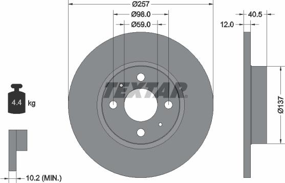 Textar 92236703 - Гальмівний диск autocars.com.ua