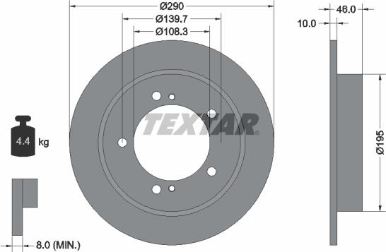 Textar 92237300 - Тормозной диск avtokuzovplus.com.ua