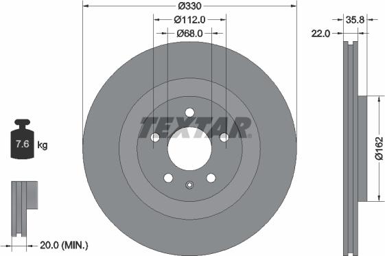 Textar 92238305 - Гальмівний диск autocars.com.ua