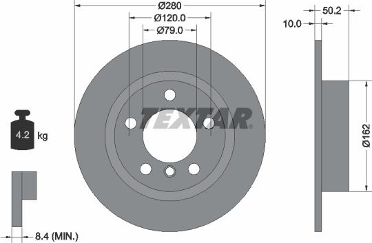 Textar 92238705 - Гальмівний диск autocars.com.ua