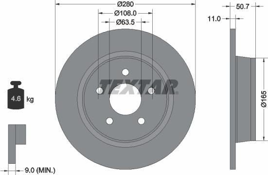 Textar 92238903 - Гальмівний диск autocars.com.ua