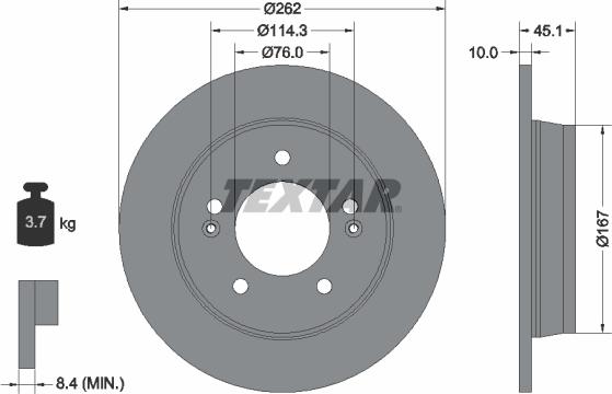 Textar 92240003 - Гальмівний диск autocars.com.ua