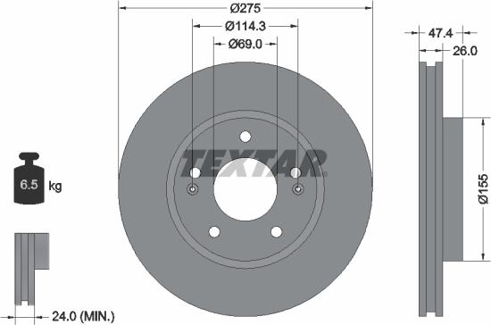 Textar 92240703 - Гальмівний диск autocars.com.ua