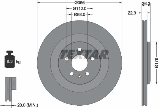 Textar 92241803 - Гальмівний диск autocars.com.ua