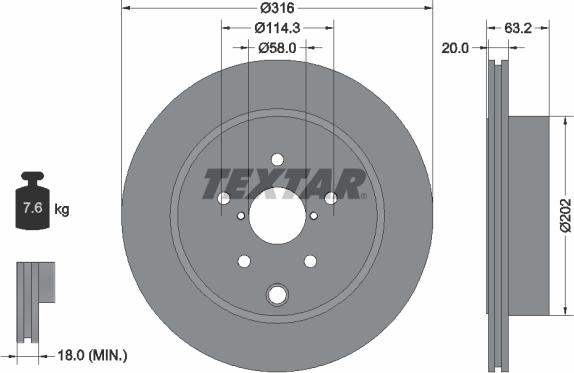 Textar 92243703 - Тормозной диск avtokuzovplus.com.ua