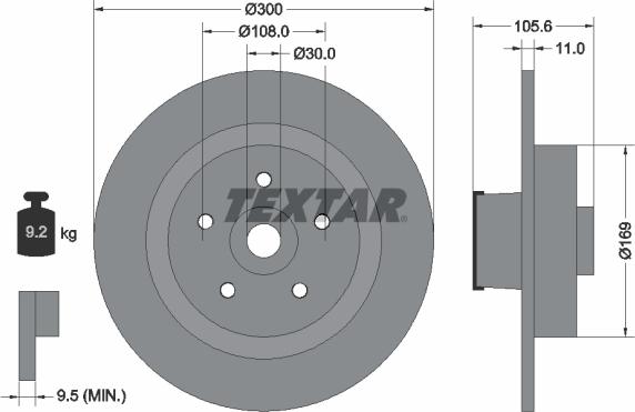 Textar 92252900 - Гальмівний диск autocars.com.ua