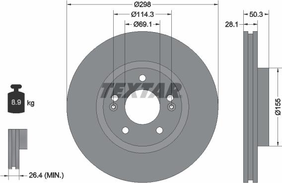 Textar 92253600 - Гальмівний диск autocars.com.ua