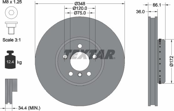 Textar 92253803 - Гальмівний диск autocars.com.ua