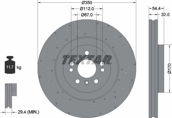 Textar 92254405 - Гальмівний диск autocars.com.ua