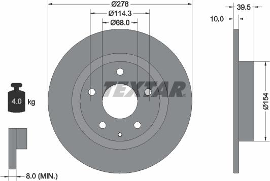 Textar 92254703 - Гальмівний диск autocars.com.ua