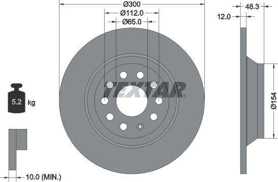 Textar 92255403 - Гальмівний диск autocars.com.ua