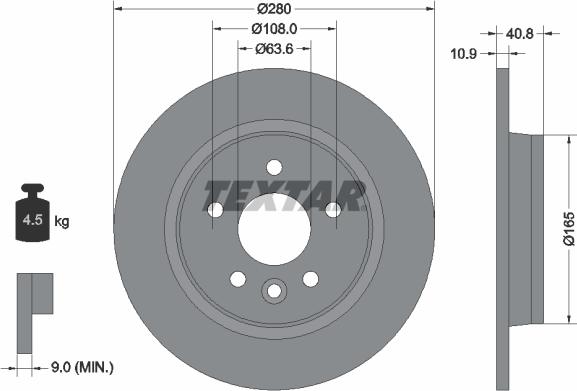 Textar 92255603 - Гальмівний диск autocars.com.ua