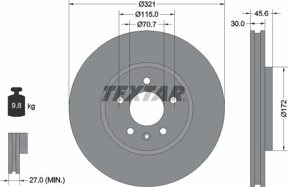 Textar 92256803 - Гальмівний диск autocars.com.ua