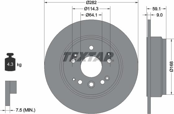 Textar 92261703 - Тормозной диск avtokuzovplus.com.ua