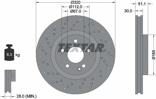 Textar 92262105 - Тормозной диск avtokuzovplus.com.ua