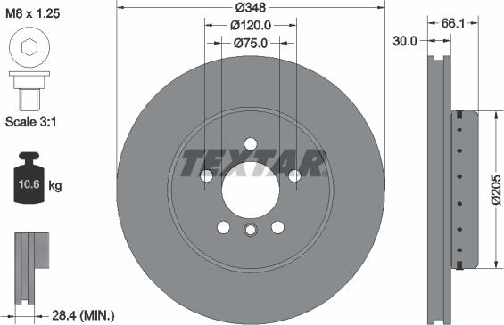 Textar 92265725 - Гальмівний диск autocars.com.ua