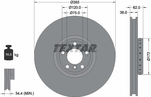 Textar 92266525 - Гальмівний диск autocars.com.ua