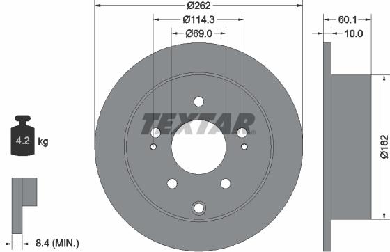 Textar 92269403 - Гальмівний диск autocars.com.ua