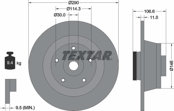 Textar 92269603 - Гальмівний диск autocars.com.ua