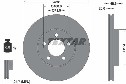 Textar 92270203 - Гальмівний диск autocars.com.ua