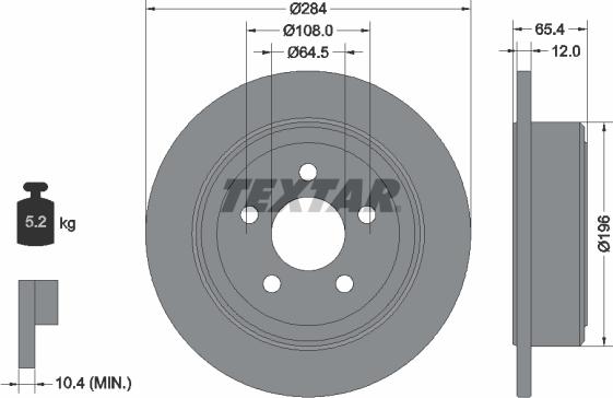 Textar 92270303 - Гальмівний диск autocars.com.ua