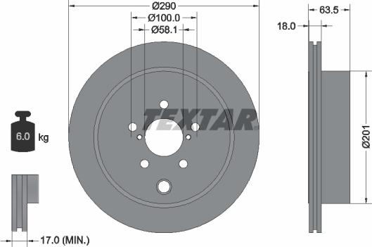 Textar 92270903 - Гальмівний диск autocars.com.ua