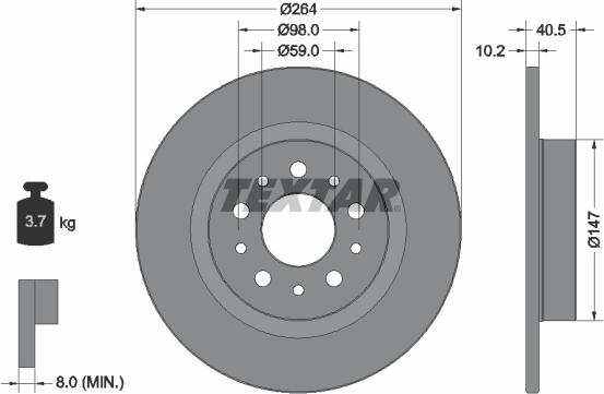 Textar 92271703 - Гальмівний диск autocars.com.ua