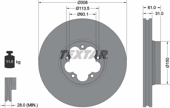 Textar 92274303 - Гальмівний диск autocars.com.ua