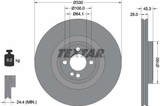 Textar 92275403 - Гальмівний диск autocars.com.ua