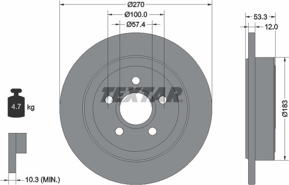 Textar 92277903 - Гальмівний диск autocars.com.ua