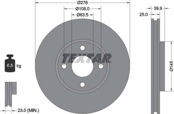 Textar 92279003 - Тормозной диск avtokuzovplus.com.ua