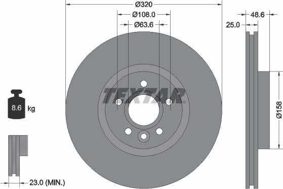 Textar 92282103 - Гальмівний диск autocars.com.ua