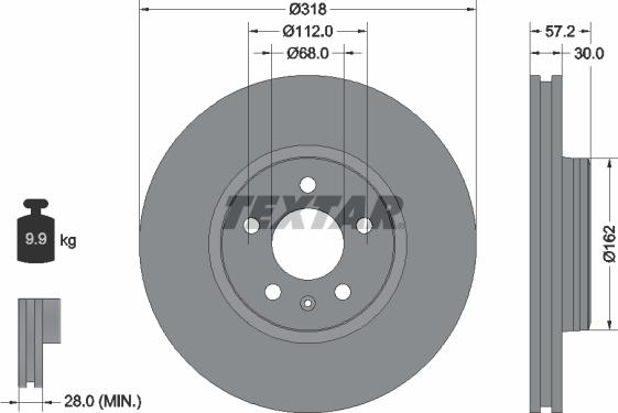 Textar 92282705 - Тормозной диск avtokuzovplus.com.ua