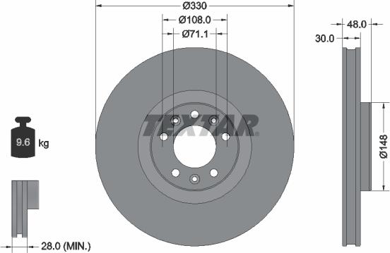 Textar 92283403 - Гальмівний диск autocars.com.ua